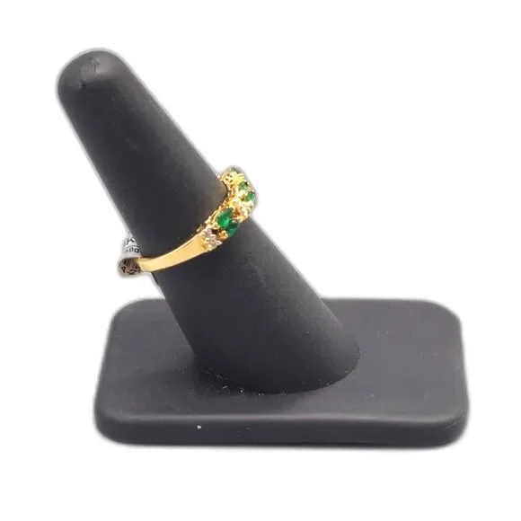 14KT YELLOW GOLD 2.50G DIAMOND 0.10CTW & EMERALD RING SIZE 6.5 (116314-21)